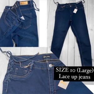 Trendy lace up jeans